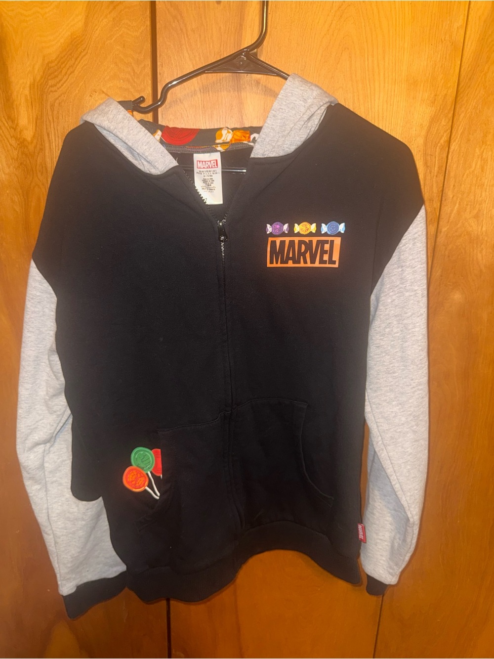 Marvel Candy Lollipop Full Zip Jacket  Black/ gray  Size Large